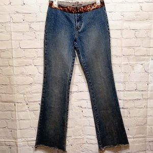 90’s 00’s Vintage Express Jeans w/ Sequined Waist